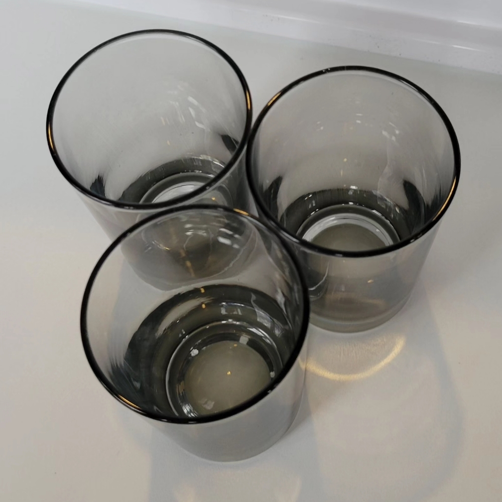 Set of 3 vintage Smoky gray juice glasses
